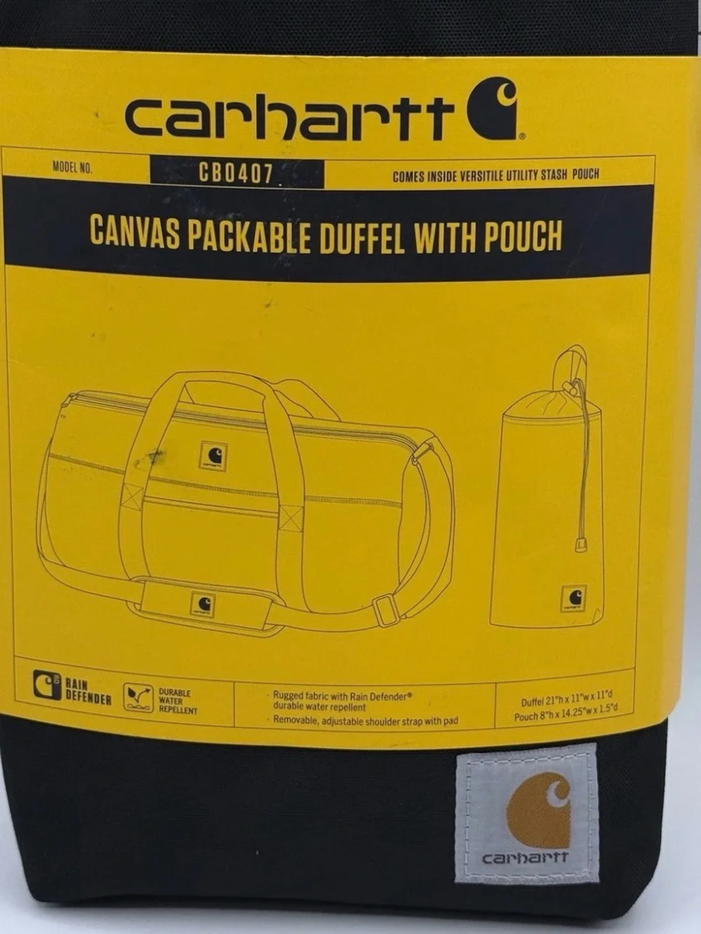 Carhartt Black and Yellow Canvas Duffel with Pouch CB0407